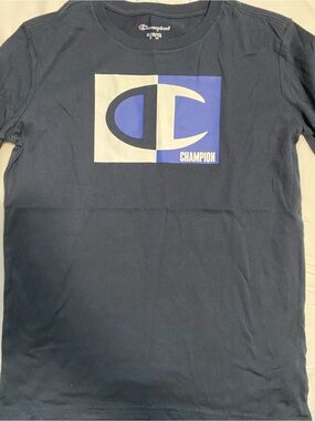Champion Navy Tee with Cream and Blue Logo